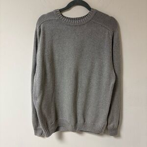 Lands End Gray Mens Cotton Sweater Crewneck Large